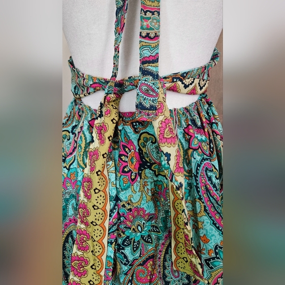 ASHLEY TAYLOR Paisley Silk Blend Halter Dress In Blue/yellow Mult. Size O/S NWT - Picture 11 of 11
